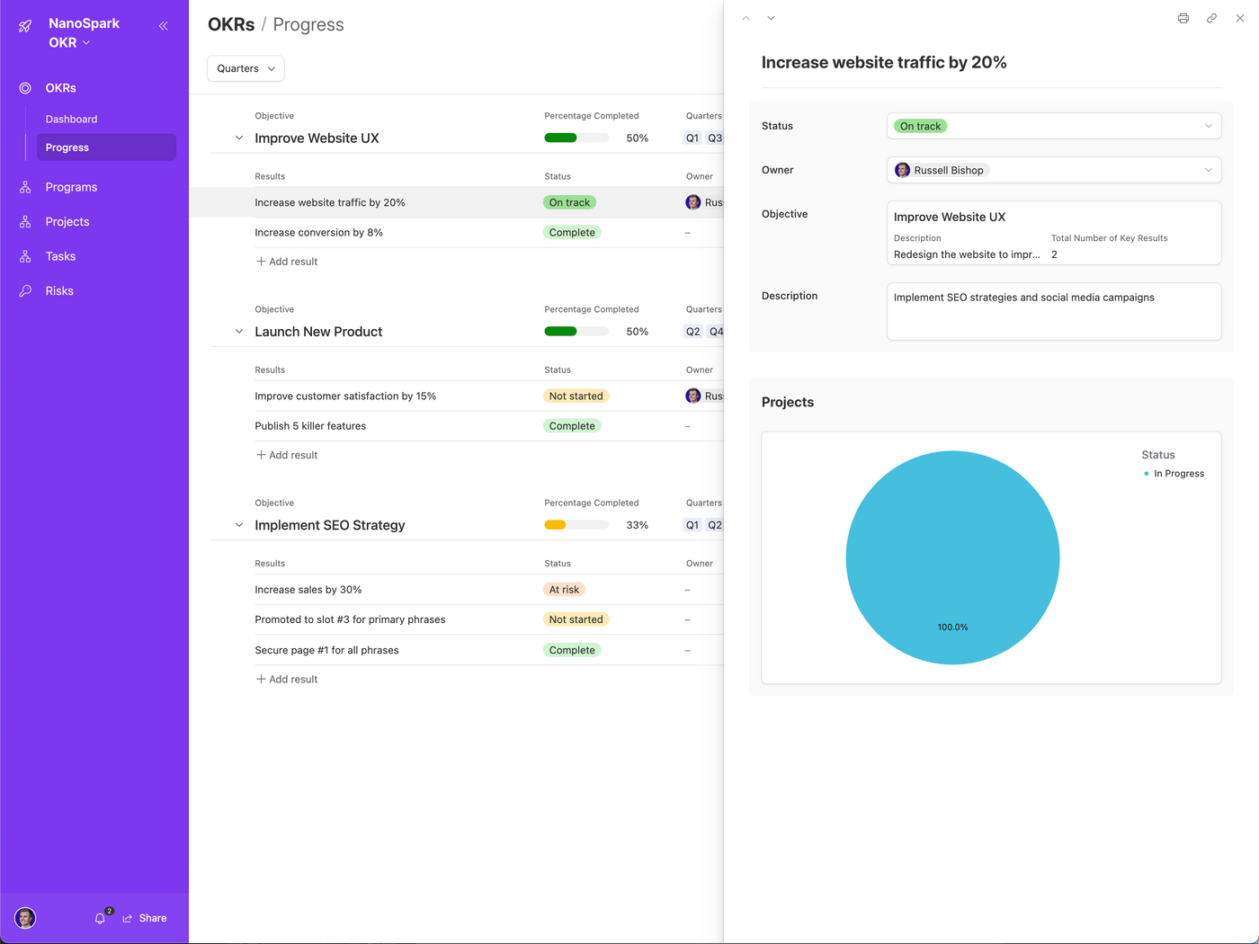 OKR tracking template in Airtable